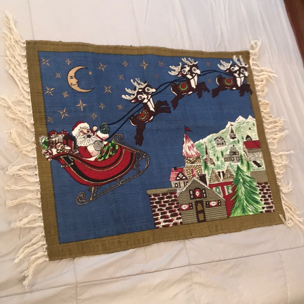 NWT Hand made Christmas rug 22x34